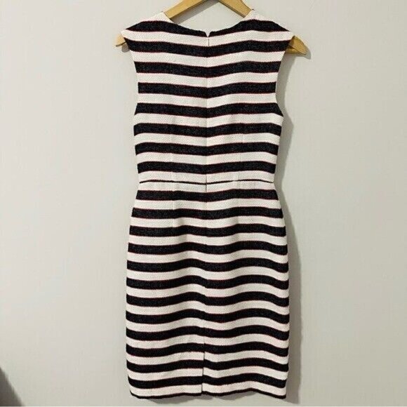 Banana Republic STRIPE SHEATH DRESS Color: White/Navy/Red Tweed Stripe Size 0 - Picture 4 of 14